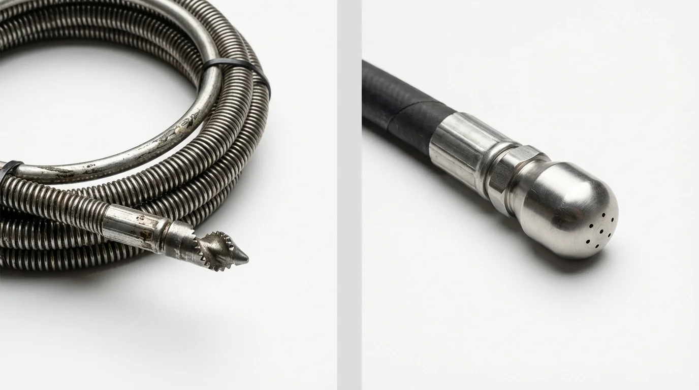 Drain snake cable and hydro jetting nozzle used for drain cleaning in Montross, VA