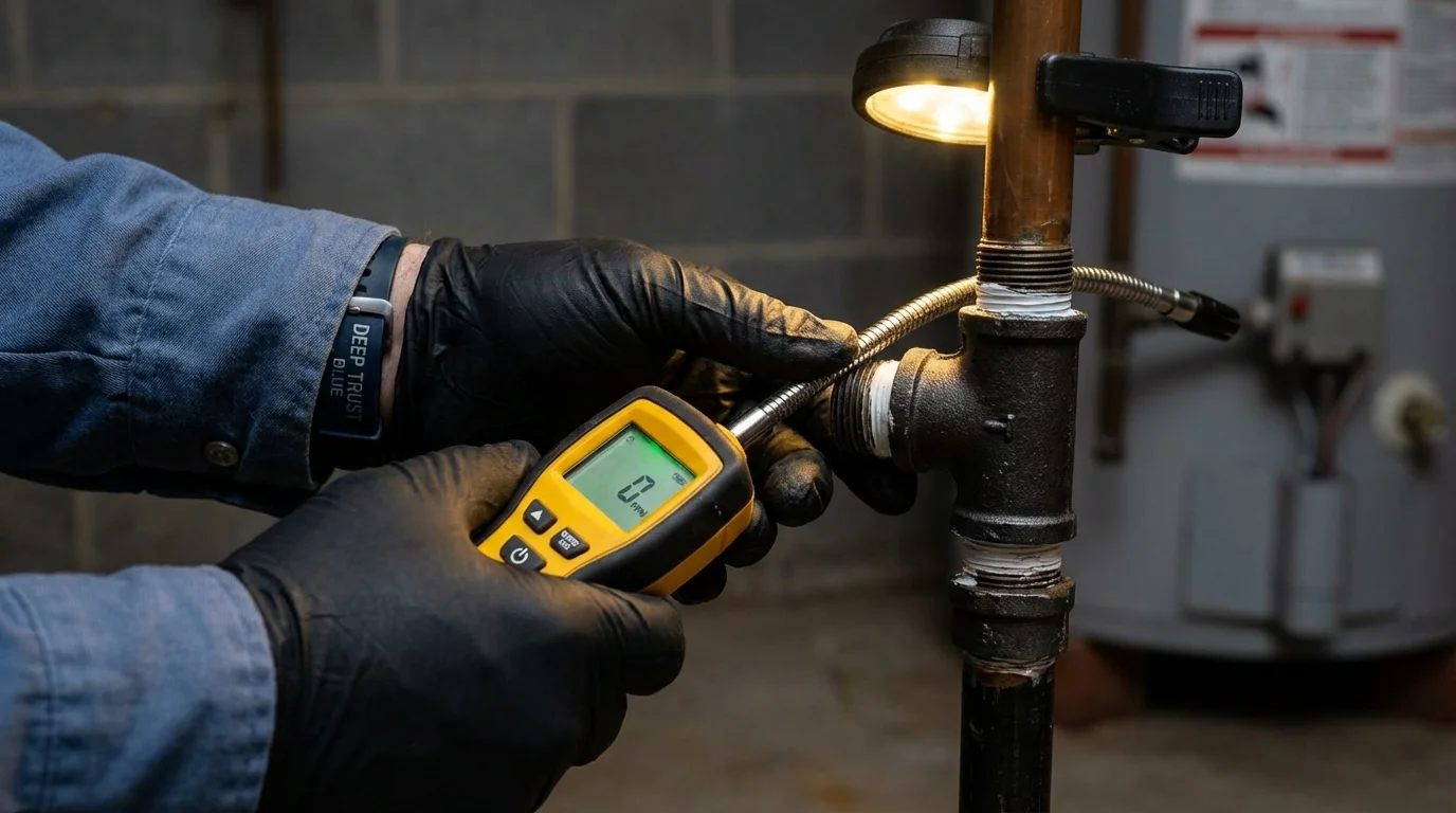 Gas leak detection with electronic sniffer by Johns Plumbing LLC in Montross