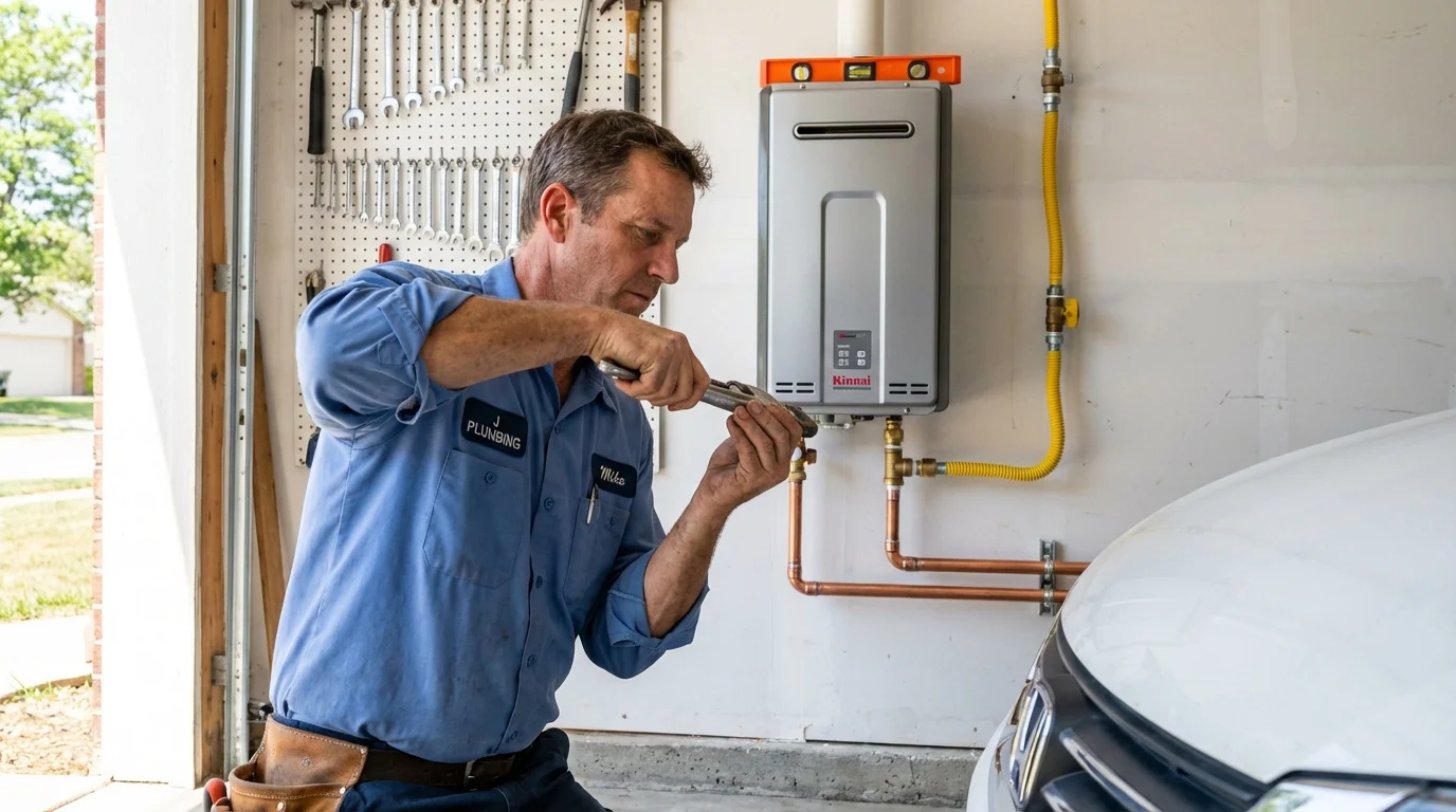 Tankless water heater installation by a Johns Plumbing LLC plumber in Montross